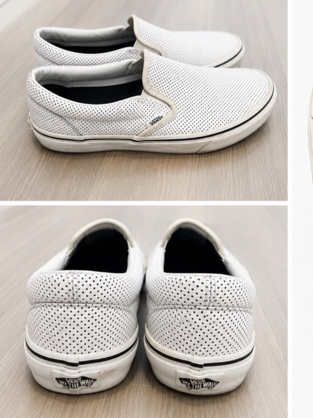 Vans White Perforated Leather Slip-On Loafers